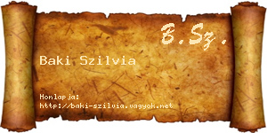 Baki Szilvia névjegykártya